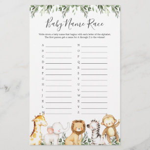 Jogo de Raça do Nome do Chá de fraldas dos Animais