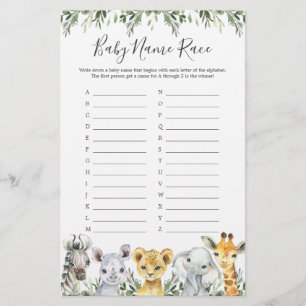 Jogo de Raça do Nome do Chá de fraldas dos Animais