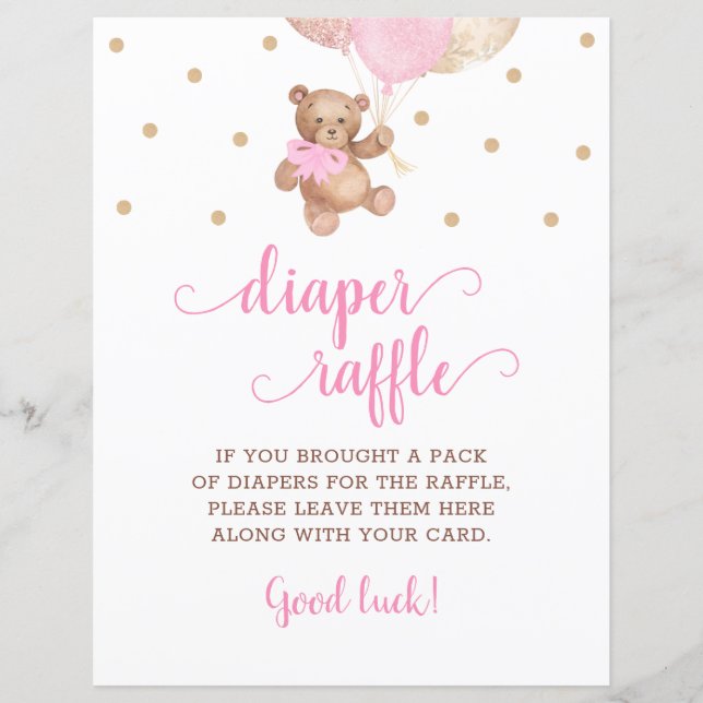 Jogo de Raffle, Dourado e Rosa, Urso Rosa (Frente)