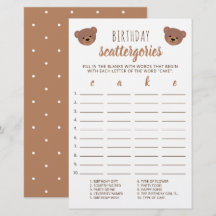 Jogo de Scattergories de Bolo de Aniversário de Be