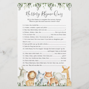 Jogo de Teste de Rhyme Rhyme para Chás de fraldas