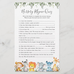 Jogo de Teste de Rhyme Rhyme para Chás de fraldas