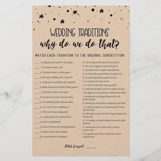 Jogo de tradições de casamento com Respostas (Frente)