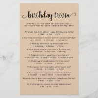 Jogo de Trivia de Aniversário com Respostas Festa