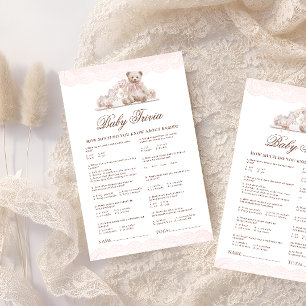 Jogo de Trivia de Bebê Urso Teddy Vintage Elegante