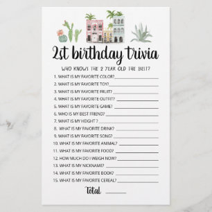 Jogo de trivia editável para aniversário de 2 anos