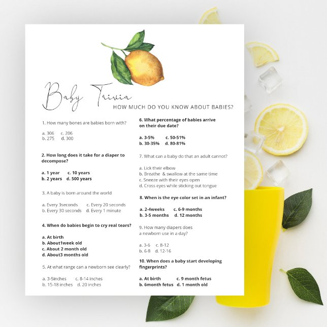 Jogo de trivia para chá de bebê de limão (Criador carregado)