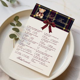 Jogo de Trivia Polo Teddy Bear Xadrez Vermelho Vin