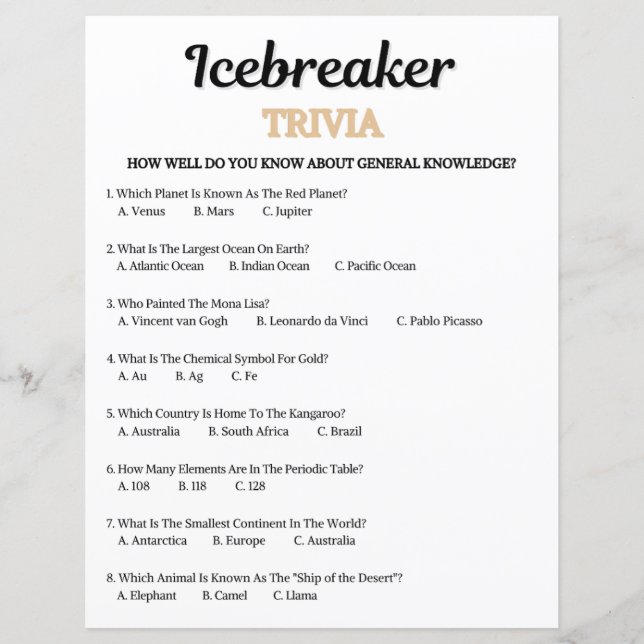 Jogo de Trivia Quebra-Gelo (Frente)