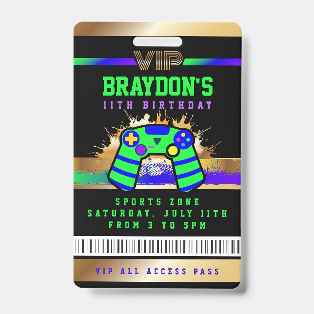 JOGO DE VÍDEO VIP GAMER TODO O Crachá Dourado DE A (Frente)