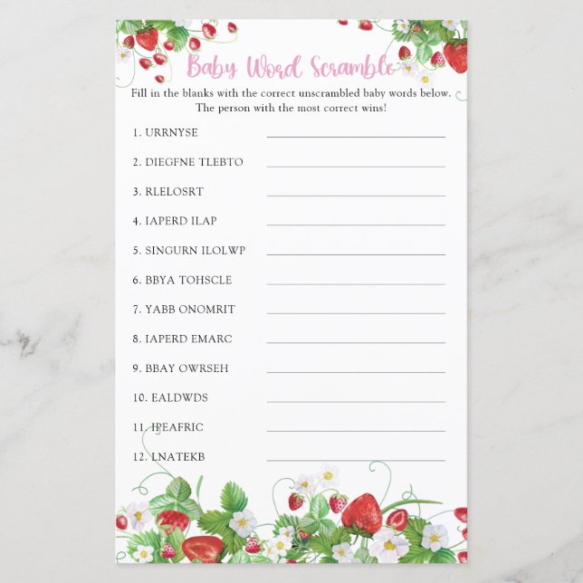 Jogo do Baby Word Scramble | Morango Berry Sweet (Frente)