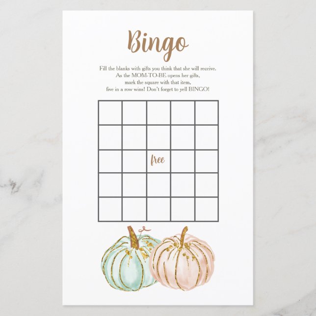 Jogo do Bingo de Revenda de Mint e Peach Pumpkin (Frente)