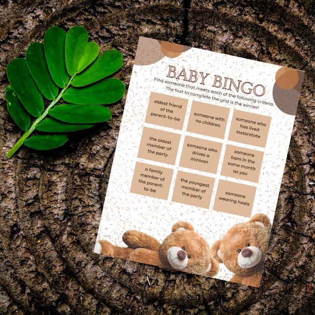Jogo do Bingo do Chá de fraldas Gêmeo do Urso Just (Criador carregado)