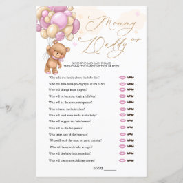 Jogo do Chá de fraldas Adivinha Quem Mamãe ou Pai