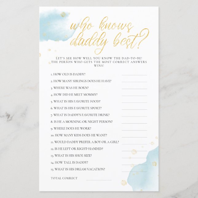 Jogo do Chá de fraldas azul de inverno que conhece (Frente)