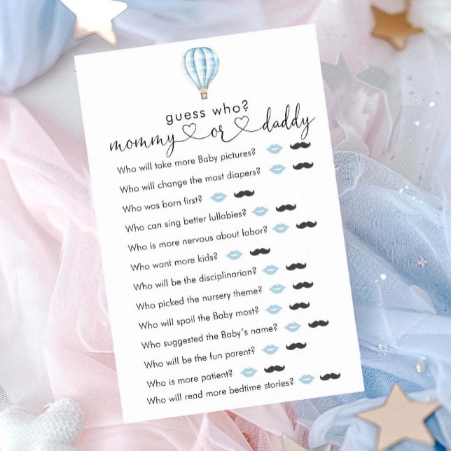 Jogo do Chá de fraldas Balão de Ar Quente Azul "Ad (Criador carregado)