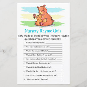Jogo do chá de fraldas Bear Nursery Rhyme Quiz