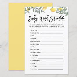 Jogo do Chá de fraldas Boho Lemon Baby Word Scramb