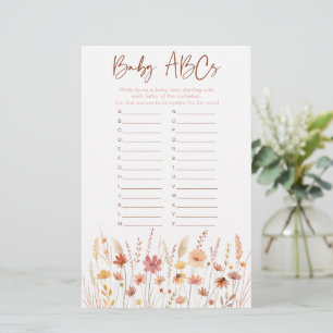Jogo do Chá de fraldas Boho Wildflower ABC