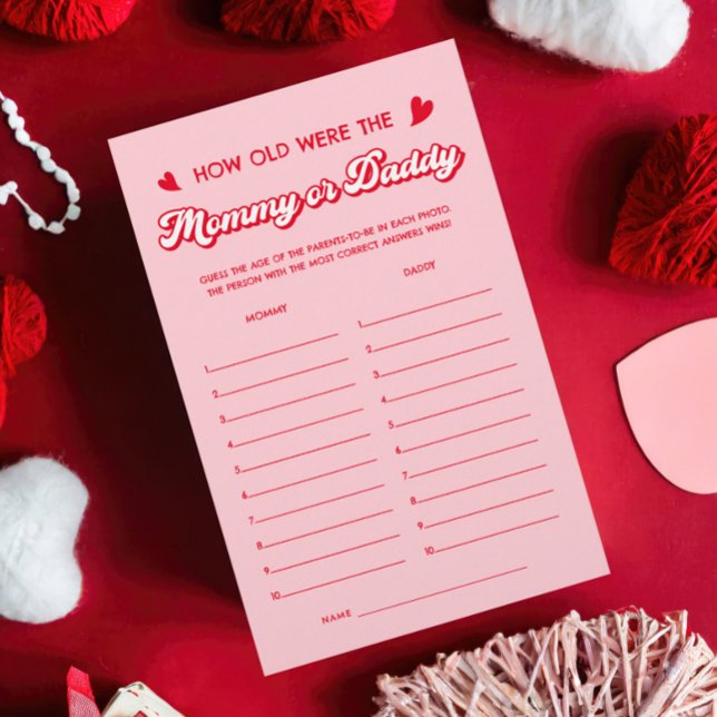 Jogo do Chá de fraldas de Namorados Rosa Vermelho  (Criador carregado)