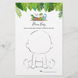 Jogo do Chá de fraldas Dinossauro desenhar