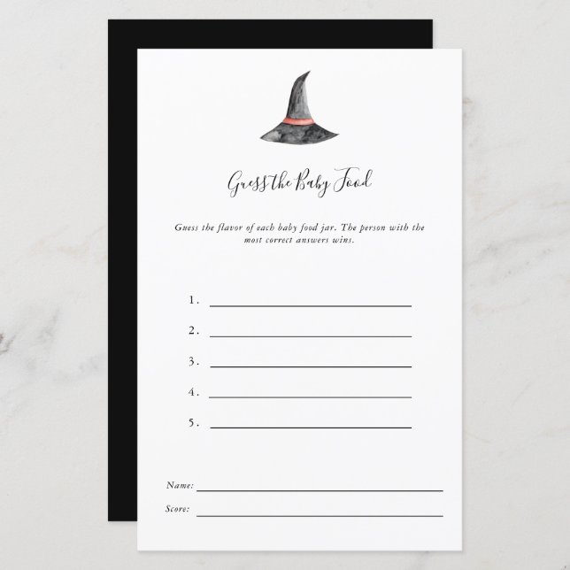 Jogo do Chá de fraldas do Halloween adivinha a Com (Frente/Verso)