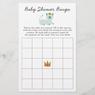 Jogo do chá de fraldas do príncipe Gato Bingo