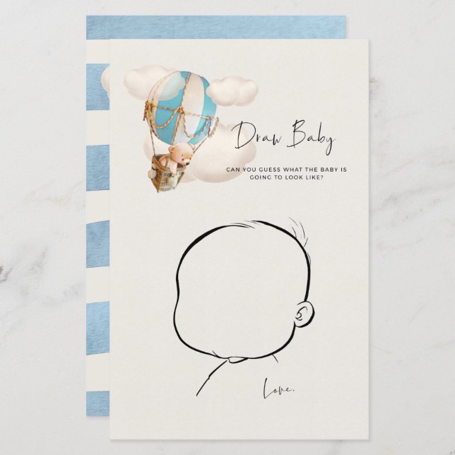 Jogo do Chá de fraldas do urso - Desenhar (Frente/Verso)