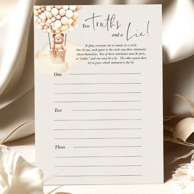 Jogo do Chá de fraldas do Urso Duas Verdades e uma (Criador carregado)