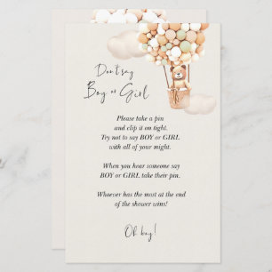 Jogo do Chá de fraldas do Urso - Não diga Menino o