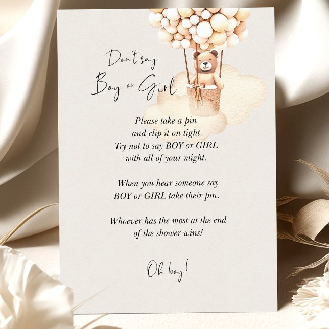 Jogo do Chá de fraldas do Urso Não Diga Menino ou  (Criador carregado)