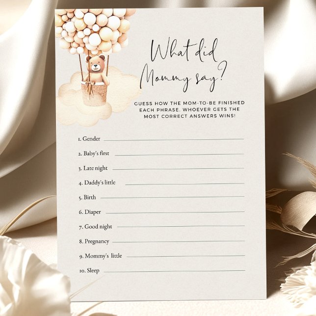 Jogo do Chá de fraldas do Urso, O Que A Mamãe Diss (Criador carregado)