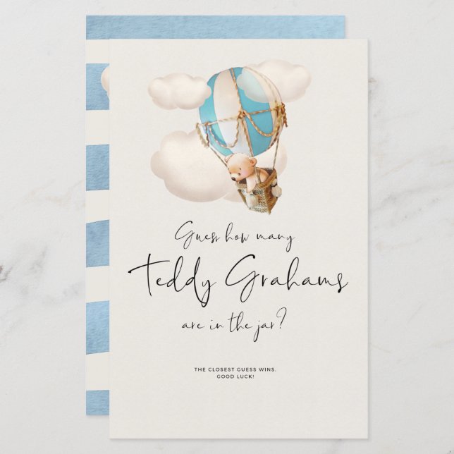 Jogo do Chá de fraldas do Urso - Quantos Grahams U (Frente/Verso)