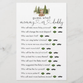 Jogo do Chá de fraldas do Woodland Bear "Adivinha