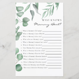 Jogo do Chá de fraldas Eucalyptus que conhece a me