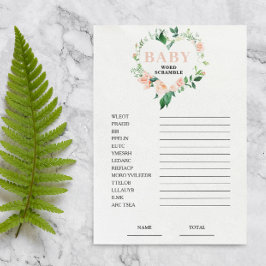 Jogo do Chá de fraldas Peach Floral Scramble