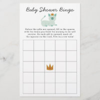 Jogo do Chá de fraldas Prince Cat Bingo