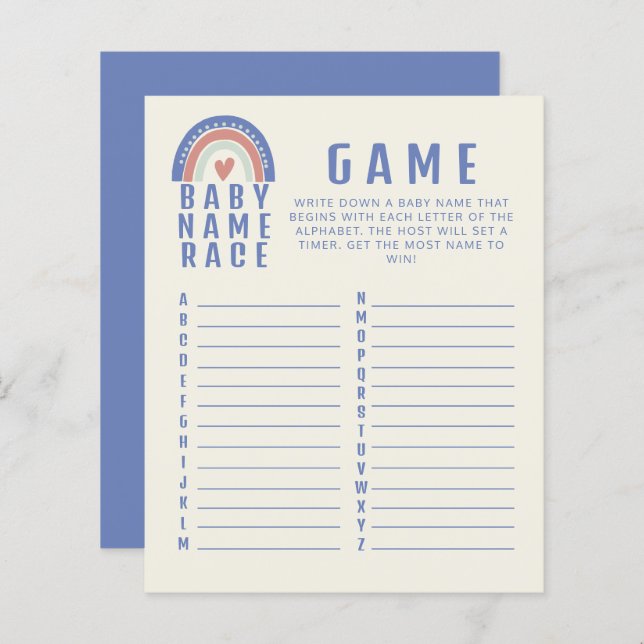 Jogo do Chá de fraldas Race do Nome do Bebê Cachin (Frente/Verso)