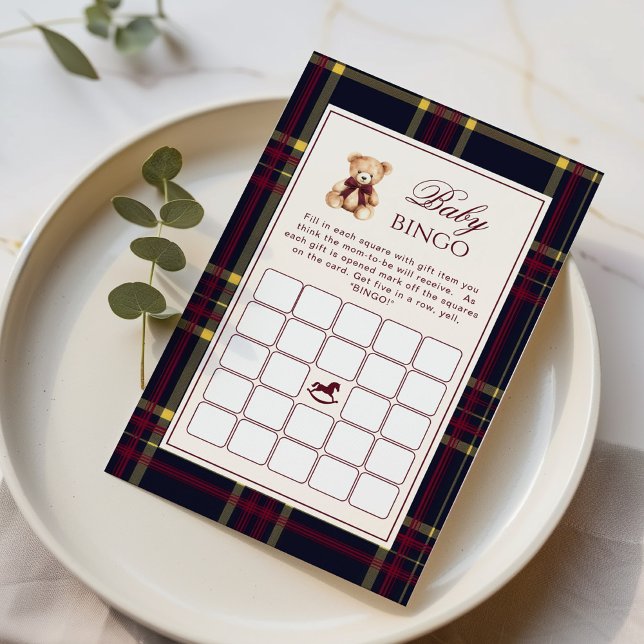 Jogo do Chá de fraldas Red Xadrez Bear Bear Bear B (Criador carregado)