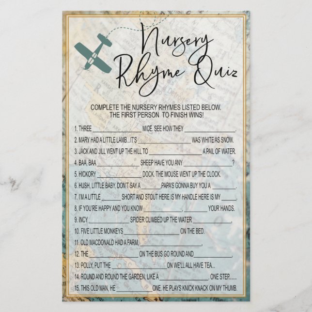 Jogo do Chá de fraldas Rhyme Rhyme do Nursery do v (Frente)