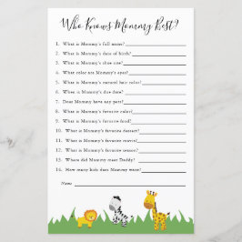 Jogo do Chá de fraldas Safari Que Conhece Melhor A