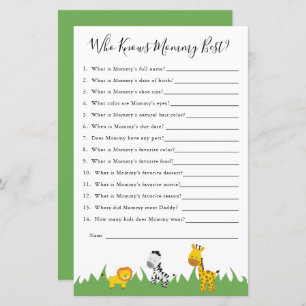 Jogo do Chá de fraldas Safari Que Conhece Melhor A