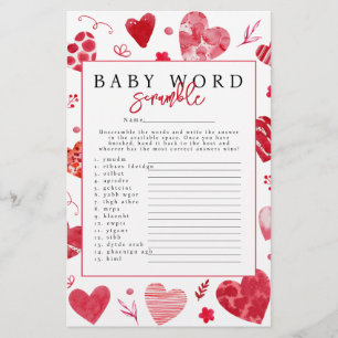 Jogo do Chá de fraldas Swetheart 'Word Scramble'