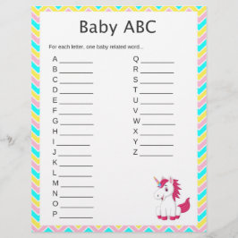 Jogo do Chá de fraldas Unicorn Baby ABC