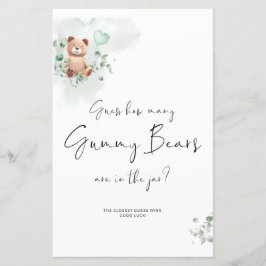 Jogo do Chá de fraldas Urso - Adivinhe Quantos