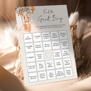 Jogo do Chá de fraldas Urso - BINGO Convidado