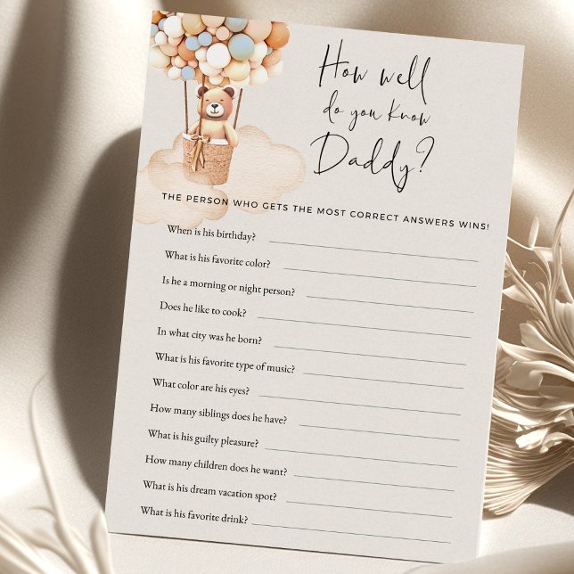 Jogo do Chá de fraldas Urso - Como Você Conhece Pa (Criador carregado)