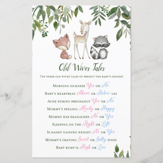 Jogo do Chá de fraldas Woodland - Histórias de Esp (Frente)