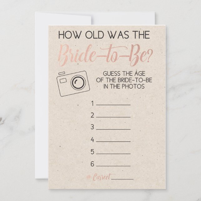 Jogo do chá de panela - Adivinha a Idade da Noiva  (Frente)