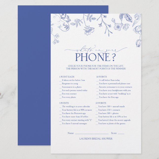 Jogo do Chá de panela Branco e Azul Vitoriano Fran (Frente/Verso)